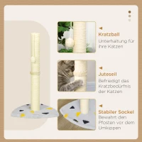 PawHut Krabpaal 62cm Kattenkrabpaal met Krabbal Kattenkrabpaal(m-5)
