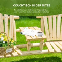 Outsunny Tuinbankcombinatie voor 2 personen, met geïntegreerde tafel, natuurlijk hout, 157 x 88 x 103 cm(m-6)