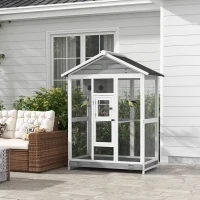 PawHut Houten vogelkooi met 4 zitstokken, asfaltdak, waterdicht, 112 x 68 x 154 cm(m-11)