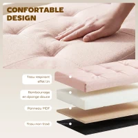 HOMCOM Banc de Rangement, Pouf de Rangement Pliable, Bout de Lit, Repose-Pieds avec Couvercle, 76L x 38l x 38H cm, Rose(m-5)