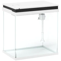 PawHut 14L Glass Fish Tank With Filter System, LED Lights, Water Pump, White(m-1)