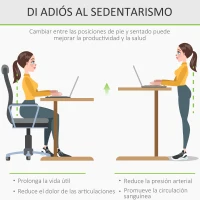 Vinsetto Escritorio de Pie 120x60x72-117 cm con Altura Ajustable Manual con Manivela Mesa para Ordenador para Oficina Estudio Salón Estilo Racing Carga 150 kg Natural(m-6)