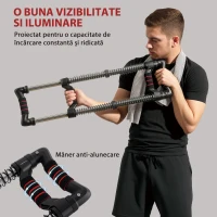 SPORTNOW Power Twister cu 4 arcuri, rezistență de la 10 la 50 kg, din oțel inoxidabil, 80x22x5 cm, negru(m-6)