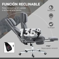 Vinsetto Silla de Oficina Reclinable y Giratoria  con 6 Puntos de Masaje Vibratorio con Mando de Control 65x61x108-118 cm Gris(m-6)