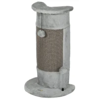 PawHut 58cm Cat Scratching Post, with Covered Plush, Play Balls, for Corner Walls - Grey(m-10)