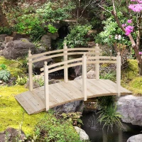 Outsunny Ponticello di Legno per Giardino Passerella Curva con Ringhiera, 228x75x110cm Colore Legno Naturale(m-10)