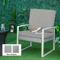 Outsunny Set van 2 zitkussens, 56 x 52 cm stoelkussens met rits, stofhoes, 7 cm dikke vulling, wasbaar Lichtgrijs(m-2)
