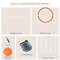 PawHut 5-delige behendigheidsset, inclusief springhorde, springring, frisbee, in hoogte verstelbaar, met draagtas(m-5)