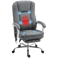 HOMCOM Fauteuil de bureau massant et chauffant chaise de bureau avec hauteur réglable dossier inclinable 66x60x113-121cm gris(m-11)