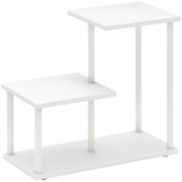 HOMCOM Estantería Librería de 3 Niveles Efecto Madera con Marco de Metal para Escritorio Oficina Cocina 40x20x34,5 cm Blanco