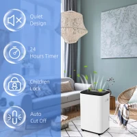 HOMCOM 6000mL Portable Dehumidifier with 24H Timer, 3 Dehumidifying Modes, 20L/Day, for Home Laundry Basement(m-7)
