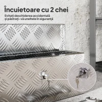 HOMCOM Cutie pentru scule de 2 kg cu închidere cu cheie, din tablă de aluminiu, 50x15.5x20.5 cm, argintiu(m-5)