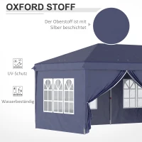 Outsunny Vouwtent van 6 x 3 m, verwijderbare zijwanden, grote ramen, deuren met ritssluiting, stalen frame, blauw(m-6)