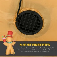 HOMCOM Opblaasbare Peperkoekman, 2,35 m, met LED-Lampjes, Weerbestendig, Incl. Blazer, Meerkleurig, Kerstdecoratie(m-6)