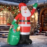Outsunny 9ft/275 cm Christmas Inflatable Santa with Bear Sack, Giant Christmas Blow Up Decoration with Built-in LED Lights for Garden, Indoor Outdoor Home Decor(m-12)