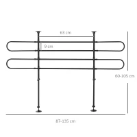 PawHut Grade de Segurança de Carro para Cães Ajustável em Largura e Altura 87-135x60x105cm Grade Separadora para Porta Malas de Carro Universal Metal Preto(m-3)