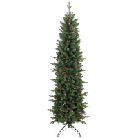 HOMCOM Slim Gracious Pine Xmas Tree, 7ft/210cm Artificial Christmas Tree with 904 Branch Tips, Foldable Steel Stand, Green(m-1)