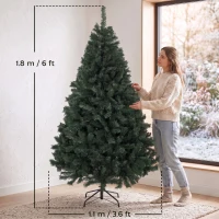 HOMCOM Brad de Crăciun Artificial, 180 cm, cu 820 de Crengi Ignifuge, Verde(m-3)