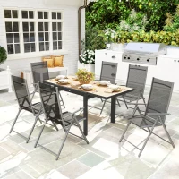 Outsunny Weerbestendige Uitschuifbare Aluminium Tuintafel 80/160x80 cm voor 6 Personen in Natuurhout Look(m-2)