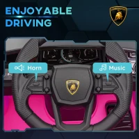 AIYAPLAY Lamborghini Revuelto Licensed 12V Ride on Car w/ Butterfly Doors, Transport Wheels, Suspension, Remote Control, Pink(m-7)