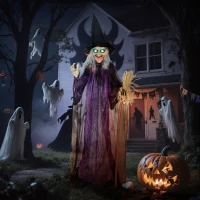 Outsunny 6ft Animated Witch Decoration, with Sound - Purple/White(m-2)