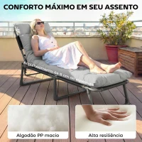 Outsunny Conjunto de 2 Almofadas para Espreguiçadeiras 180x55 cm Almofadas para Cadeiras de Jardim Espessas UPF30+ com 4 Fitas Cinzento Claro(m-4)