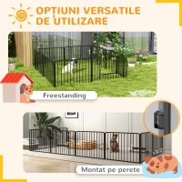 PawHut Gard pentru Câini cu 8 Panouri Modulabile pentru Interior și Exterior, din Oțel, 164x164x60 cm, Negru(m-6)