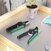 Outsunny Gartenwerkzeug Set 2 Stück Garten Werkzeug aus Metall Gartengeräte mit Gartenschere Grün+Schwarz(m-2)