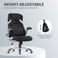 Vinsetto Linen-Look Office Chair, with Adjustable Height and Tension - Black(m-4)