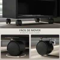 HOMCOM Móvel para Impressora com Rodas Suporte para Impressora com Compartimentos Abertos para Escritório Estúdio 40x30x36 cm Preto(m-5)