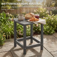 Outsunny Tuintafel, weerbestendig balkontafel van HDPE, eettafel outdoor campingtafel voor tuin terras balkon 48x37x46 cm grijs(m-4)