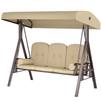 Outsunny 2-zits schommelstoel met luifel en kussen metaal bruin(m-6)