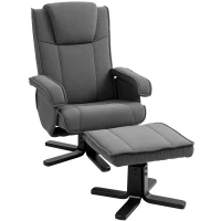 HOMCOM Schommelbare Relaxfauteuil met Voetenbank, Fluweelachtige Stof, Draaibare Gestoffeerde Stoel, Houten Frame, Grijs(m-11)