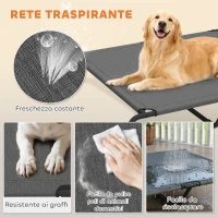 PawHut Lettino per Cani Grandi Rialzato da Esterno in Acciaio e Rete Traspirante, 152x94x23 cm, Grigio(m-4)