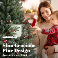 HOMCOM Slim Gracious Pine Xmas Tree, 7ft/210cm Artificial Christmas Tree with 904 Branch Tips, Foldable Steel Stand, Green(m-5)