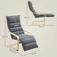 HOMCOM Curved Wooden Accent Chair, with Adjustable Footrest - Drak Grey(m-3)