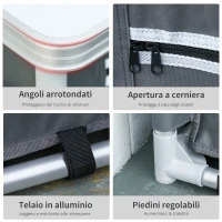 Outsunny Mobile Cucina da Campeggio con 2 Mensole e Sacca di Trasporto, in Alluminio e Tessuto Oxford 60x49x70cm Grigio(m-7)