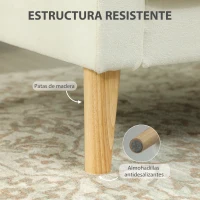 HOMCOM Butaca de Salón Tapizado en Terciopelo Sillón de Lectura con Asiento con Botones y Patas de Madera para Dormitorio Crema(m-7)