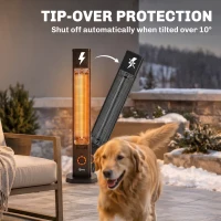 Outsunny 2000 W Electric Infrared Patio Heater with Cover, Free Standing/Wall Mounted IP65 Outdoor Garden Heater, Black(m-9)