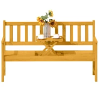 Outsunny 2-Sitzer Gartenbank Holz, wetterfest Sitzbank mit Rücken- & Armlehnen 320kg belast 149x56,5x89cm, Teak(m-11)