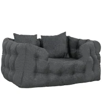 PawHut Cama para Mascotas con 2 Almohadas Colchón para Perros Antideslizante con Funda Extraíble y Lavable 70x50x30 cm Gris(m-1)