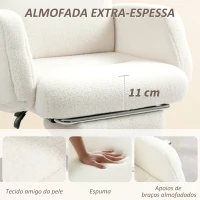 HOMCOM Cadeira de Escritório com Apoio para Pés Estofada em Borreguito e Encosto Reclinável  67x74x107-115 cm Creme(m-6)