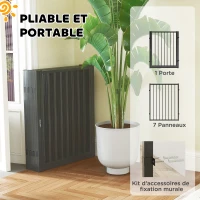 PawHut Parc pour chien, parc pour animaux, 8 panneaux, clôture portable pliable, sécurisé, noir(m-6)