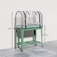 Outsunny Mesa de Cultivo com Rodas 80x40x120 cm Horta Urbana Elevada com Cobertura de Estufa para Cultivar Plantas Flores Verde(m-3)