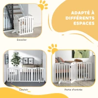 PawHut Barrière de sécurité chien barrière pliable pour chien pieds de support pointes antidérapantes 155 x 30 x 61 cm blanc(m-5)