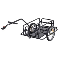 HOMCOM Aanhangwagen koppeling transportaanhanger fietskar bolderwagen zwart(m-1)