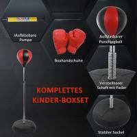 HOMCOM Bokstrainingset boksbal staande bokszak met handschoenen in hoogte verstelbaar(m-5)