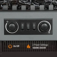 HOMCOM Electric Fireplace, Freestanding Electric Fire with Realistic Flame Effect, Log Burner, 1000W/ 2000W, Grey(m-5)