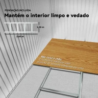 Outsunny Abrigo de Jardim Exterior para Armazenamento de Ferramentas com 4 Janelas 277x195x192 cm Branco e Cinza Escuro(m-7)