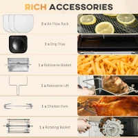 HOMCOM 12L 8 in 1 Digital Air Fryer Oven with Roast, Bake, Dehydrate, 8 Preset Modes, Rapid Air Circulation, Timer, Inner Light, Memory Function, 1800W, Dish Wash Accessory, Black(m-5)